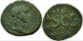 SYRIA. Seleucis and Pieria. Antioch. Trajan (98-117). Ae.
Obv: Laureate head right. Rev: S C, all within laurel wreath.
McAlee 487c. Condition: Very G...