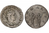 Trajan Decius AR Antoninianus. Rome, AD 249-251. 
IMP C M Q TRAIANVS DECIVS AVG, radiate, draped and cuirassed bust right / PANNONIAE, the two Pannoni...