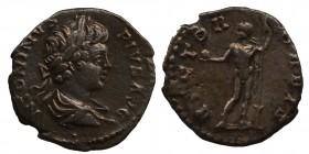 Caracalla AD 211-217. Rome
Denarius AR, ANTONINVS PIVS AVG, bust right, Condition: very, good 2.6 gr. 18 mm.
