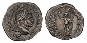 Caracalla AR Antoninianus. Rome, AD 217. 
ANTONINVS PIVS AVG GERM, radiate, draped, and cuirassed bust right, seen from behind / P M TR P XX COS IIII ...