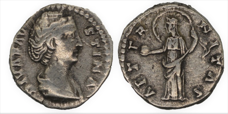 Faustina Maior (138-141). Denarius Roma, posthumously, AD 141-161 Av .: DIVA FAV...