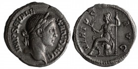 Severus Alexander AR Denarius. Rome, AD 228-231. IMP SEV ALEXAND AVG, laureate head right / VIR[T]VS AVG, Virtus seated left, holding branch and scept...