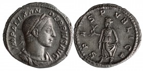 ALEXANDER SEVERUS 231-235 AD Anv . IMP. ALEXANDER PIUS. AVG. Laureate bust to the right. Rev . Hope standing to the left, holding a flower. C-543; RIC...