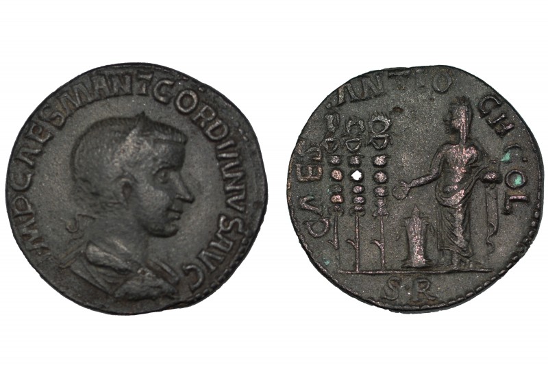 Pisidia Antioch Gordianus III, 238-244 bronze 24.17 g. Bust / emperor with pater...