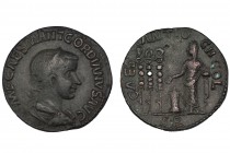Pisidia Antioch Gordianus III, 238-244 bronze 24.17 g. Bust / emperor with patera and incense box on altar, in front of 3 standards. Krzyzanowska IV /...