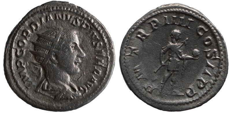 Gordianus III., 238-244. AR-Antoninian, 241/243, Rome, Draped bust r. with radia...