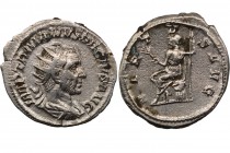 Traianus Decius AD 249-251. Rome
Antoninian IMP TRAIANVS DECIVS AVG, radiate, draped, cuirassed bust right / VIRTVS AVG, Virtus, helmeted, seated left...
