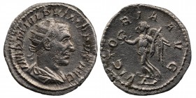 Philip I Arab AD 244-249. Rome
Antoninian AR IMP M IVL PHILIPPVS AVG, radiate, draped & cuirassed bust right / VICTORIA AVG, Victory standing left, ho...
