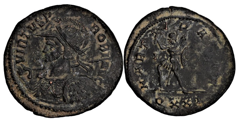 Probus BI Antoninianus. Ticinum, AD 279. 
VIRTVS PROBI AVG, radiate, helmeted, c...