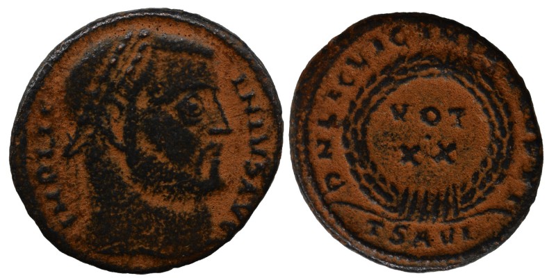 Licinius I. AD 308-324.
Æ , IMP LIC INDIA AVG, Laureate head right. / VOT XX in ...