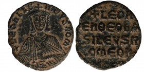 Ancient World Byzantine AE Follis Constantinople Leo VI 886 - 1112 A.D. Facing bust of Leo VI r. Rev. + LEAh / Eh QEO bA/SILVES ROME in 4 lines. Sear ...