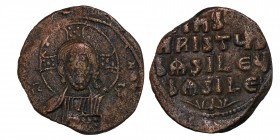 Byzantine, Basil II Bulgaroktonos. AD 976-1025. Constantinople. Follis Æ Condition: Very Good 9 gr. 28 mm.