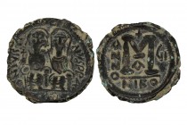 Byzantine Justin II and Sophia AD 565-578. Dated RY 6=AD 570/1. Nikomedia. Follis Æ Condition: Very Good 13.1 gr. 29 mm.