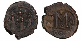 BYZANTINE EMPIRE. Heraclius, 610-641 AD. Æ, Follis Constantinople. Heraclius, Heraclius Constantine and Martina standing / Large M. S.806. H.161. aVF,...