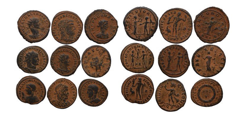 9 pieces of Roman Coins, as seen.