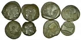 4 pieces of Greek Coins, as seen.
