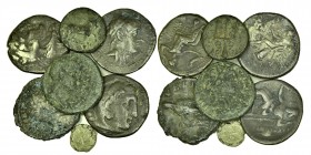7 pieces of Greek and Roman Coins, as seen.