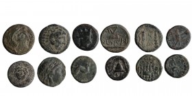 6 pieces of Greek Coins, as seen.