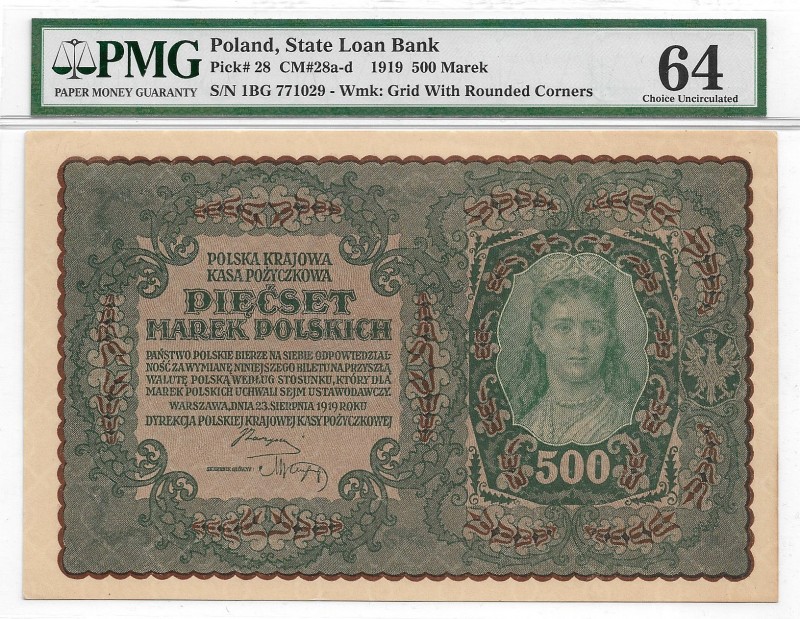 Polish marks 1916-1923
II Republic of Poland 500 polish mark 1919 
 II Republi...