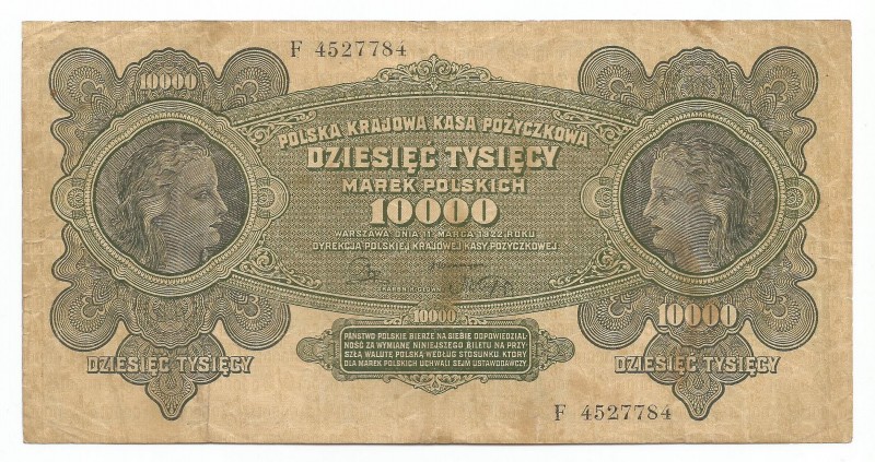 Polish marks 1916-1923
II RP, 10000 marek polskich 1922 
 II RP, 10000 marek p...