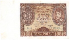 Zloty 1919-1938
II RP, 100 złotych 1934 BO 
 II RP, 100 złotych 1934 BO Emisyjny egzemplarz. Drobne przebarwienia papieru przy marginesach.
Referen...