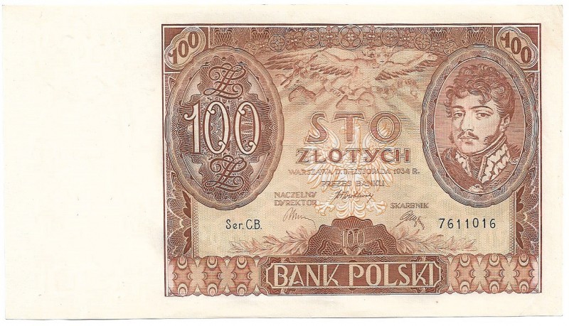 Zloty 1919-1938
II RP, 100 złotych 1934 CB 
 II RP, 100 złotych 1934 CB Złaman...