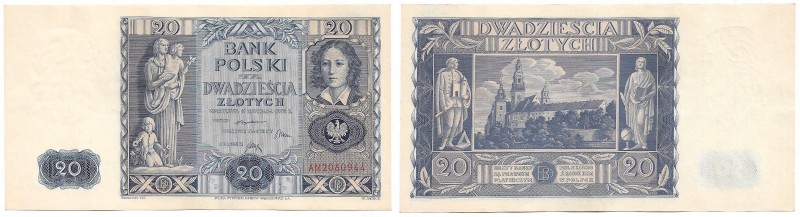 Zloty 1919-1938
II RP, 20 złotych 1936 AM 
 II RP, 20 złotych 1936 AM Banknot ...