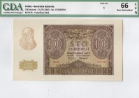WW II 1939-1945
GG, 100 złotych 1940 B (Falsyfikat ZWZ)- GDA 66EPQ 
 GG, 100 złotych 1940 B (Falsyfikat ZWZ)- GDA 66EPQ Banknot w emisyjnym stanie z...