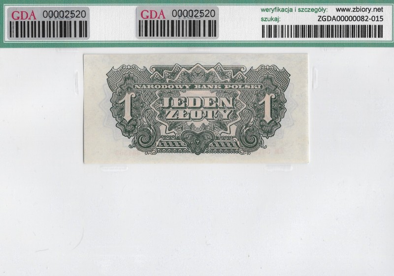 PRL 1944-1965
Peoples Republic of Poland, 1 zloty 1944 ...owym EO - PMG 64 EPQ ...