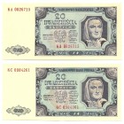 PRL 1944-1965
PRL, 20 złotych 1948 KA i KC 
 PRL, 20 złotych 1948 KA i KC Banknoty po konserwacji, bardzo atrakcyjne w odbiorze wizualnym. Widoczne ...
