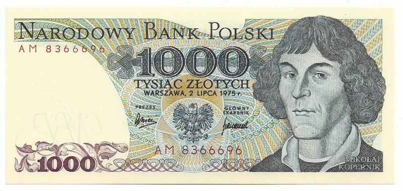PRL i IIIRP 1974-1993
PRL, 1000 złotych 1975 AM 
 PRL, 1000 złotych 1975 AM Em...