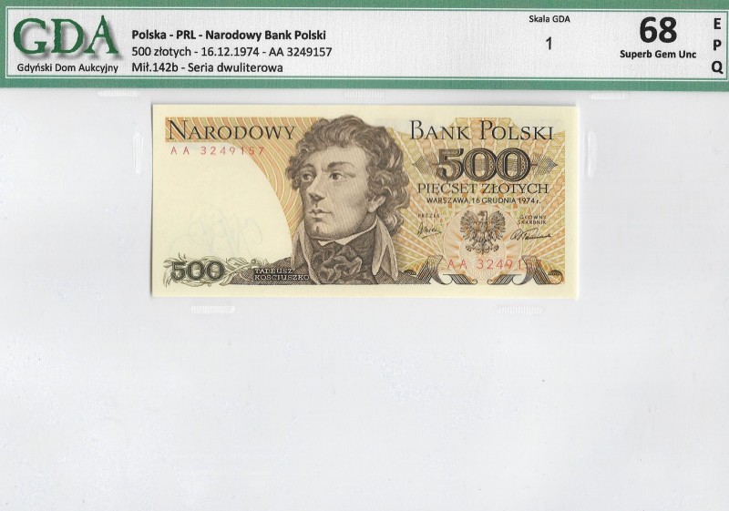 PRL i IIIRP 1974-1993
PRL, 500 złotych - 1974 AA - GDA 68EPQ 
 PRL, 500 złotyc...