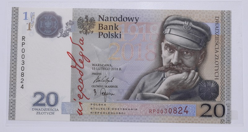 III RP od 1994
III RP, 20 złotych 2018 Piłsudski 
 III RP, 20 złotych 2018 Pił...