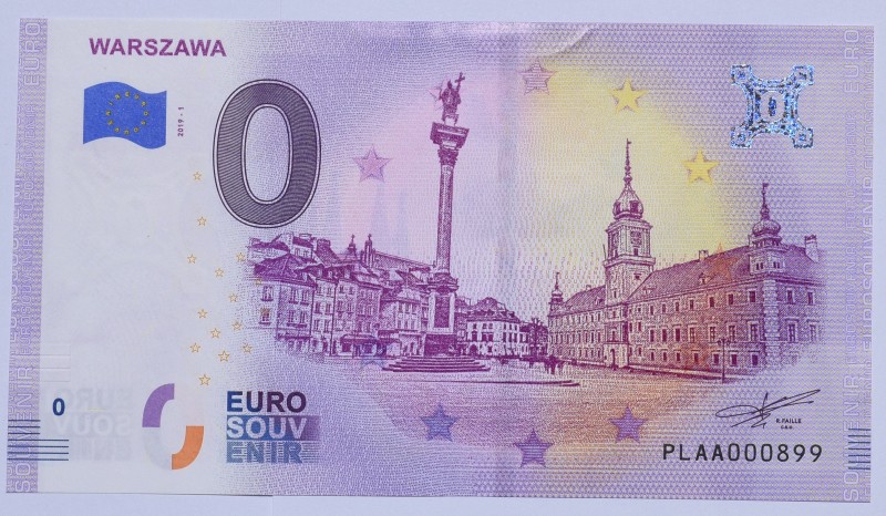 III RP od 1994
0 euro Warszawa 2019 
 0 euro Warszawa 2019 Banknot w emisyjnym...