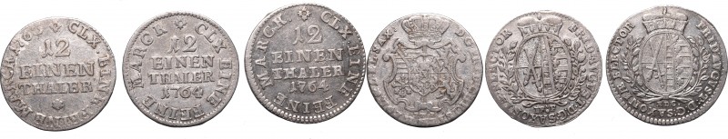 Saxony
Germany, Saxony, Friedrich August II and III, Lot of 1/12 thaler 1763-17...