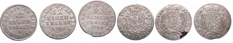 Saxony
Germany, Saxony, Friedrich August II and III, Lot of 1/12 thaler 1763-17...