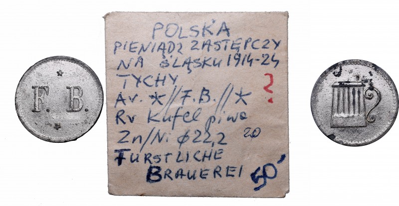 Replacement coins
Schlessien, Jeton for glass of beer, Tychy, Furstliche Brauer...