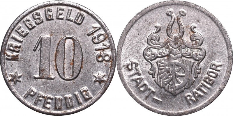 Replacement coins
Ratibor, 10 pfennig 1918 
 Ratibor, 10 pfennig 1918 Piękny e...