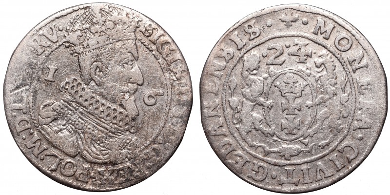 Poland 1506-1795
Sigismund III, 18 groschen 1624, Danzig - PRV 
 Sigismund III...