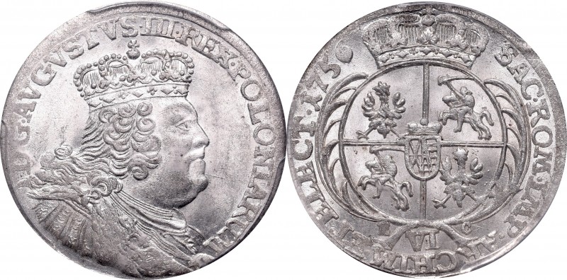 Poland 1506-1795
Germany, Saxony, Friedrich August II, 6 groschen 1756, Leipzig...