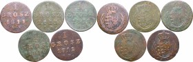 The Duchy of Warsaw (1807-1815)
Duchy of Warsaw, Lot of 1 groschen 1811-1814 
 Duchy of Warsaw, Lot of 1 groschen 1811-1814 Obiegowe egzemplarze. Pa...