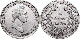 Kingdom of Poland (1815-1835)
Kingdom of Poland, 1 zloty 1830 
 Kingdom of Poland, 1 zloty 1830 Ładny, obiegowy egzemplarz. Patyna, nalot. 
Referen...