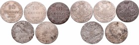 Russian Poland (1831-1915)
Poland under Russia, Lot of 10 groschen 1840 
 Poland under Russia, Lot of 10 groschen 1840 Obiegowe egzemplarze. Patyna,...