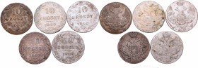 Russian Poland (1831-1915)
Poland under Russia, Lot of 10 groschen 1840 
 Poland under Russia, Lot of 10 groschen 1840 Obiegowe egzemplarze. Patyna,...