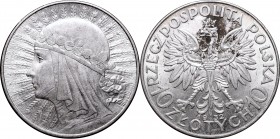 10 złotych
II Republic of Poland, 10 zloty 1932 Polonia 
 II Republic of Poland, 10 zloty 1932 Polonia Atrakcyjny połyskowy egzemplarz, minus za nal...