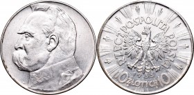 10 złotych
II Republic, 10 zlotych 1935, Pilsudski 
 II Republic, 10 zlotych 1935, Pilsudski Wspaniały, około menniczy egzemplarz. 
Grade: XF/XF+ ...