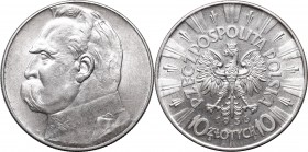 10 złotych
II Republic of Poland, 10 zloty 1936 Pilsudski 
 II Republic of Poland, 10 zloty 1936 Pilsudski Świetny połyskowy egzemplarz, mały minus ...