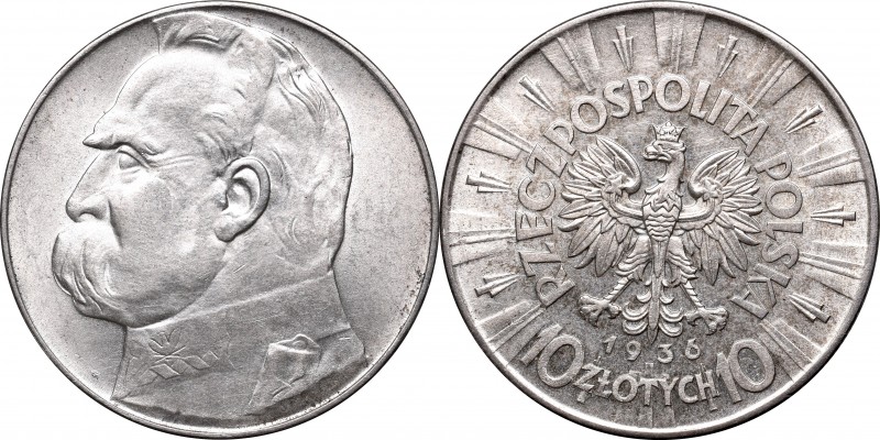 10 złotych
II Republic of Poland, 10 zloty 1936 Pilsudski 
 II Republic of Pol...