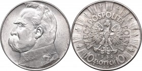 10 złotych
II Republic of Poland, 10 zloty 1936 Pilsudski 
 II Republic of Poland, 10 zloty 1936 Pilsudski Bardzo atrakcyjny egzemplarz o nieobiegow...