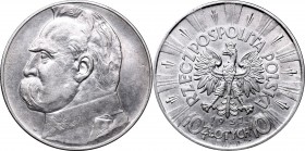 10 złotych
II Republic of Poland, 10 zloty 1937 Pilsudski 
 II Republic of Poland, 10 zloty 1937 Pilsudski Przyzwoity połyskowy egzemplarz z dobrze ...